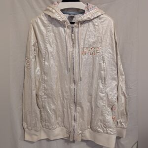 Vintage Y2K Nike windbreaker Jacket NYC metallic embroidered gold linen Men XXL